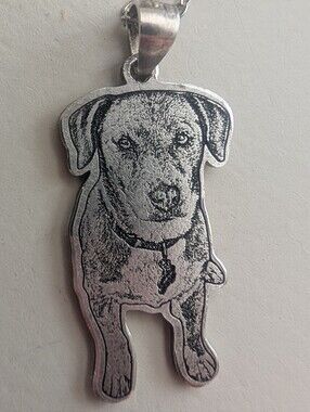 Sterling Silver Dog Lab Pendant Necklace Engraved Cocoa